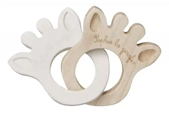 Mordedores anillo silueta Sophie (fabricado 100% caucho natural + madera Hevea) de Sophie la girafe