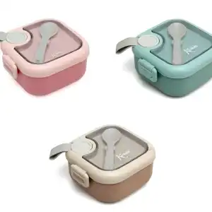 Caja almuerzo con cuchara gris de Kiokids